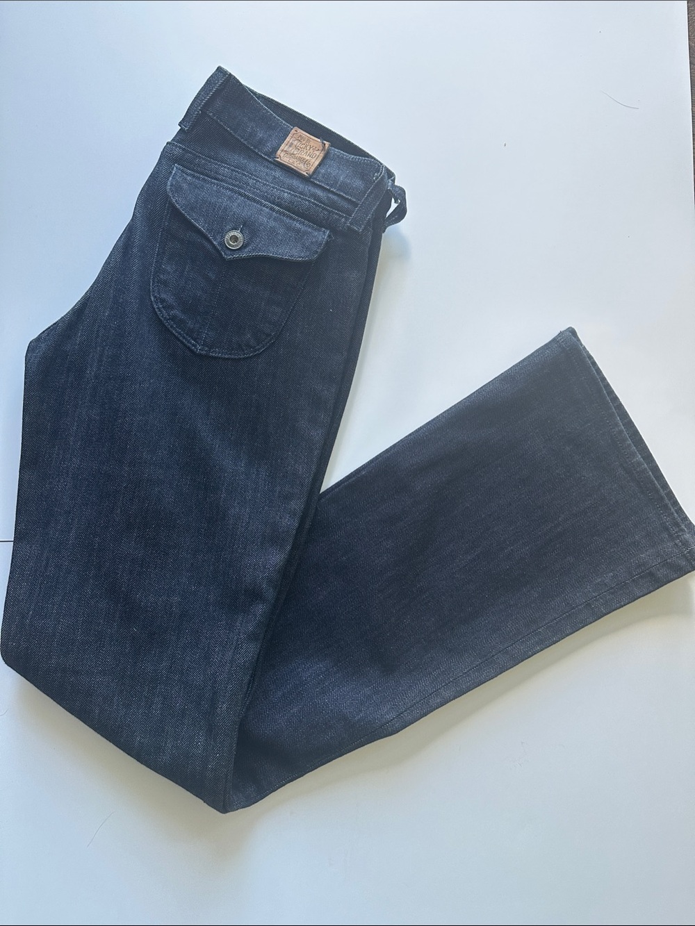 Lucky Brand Indigo Blue Denim Jeans with Leather Patch